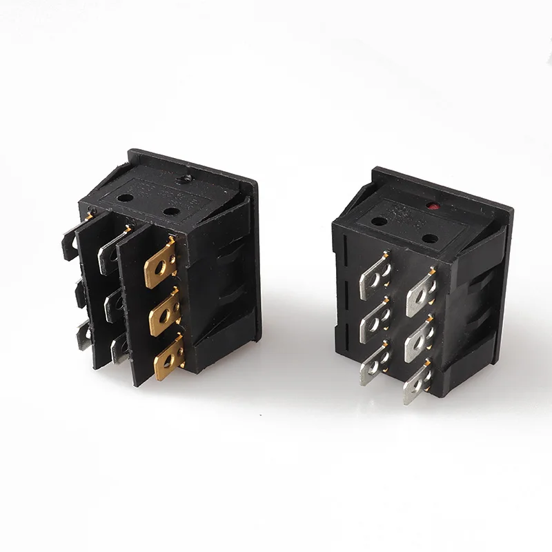 KCD9-301N On-Off 9Pin/6Pin Red Black AC Light Boat Rocker Switch Triple Light Switch Button