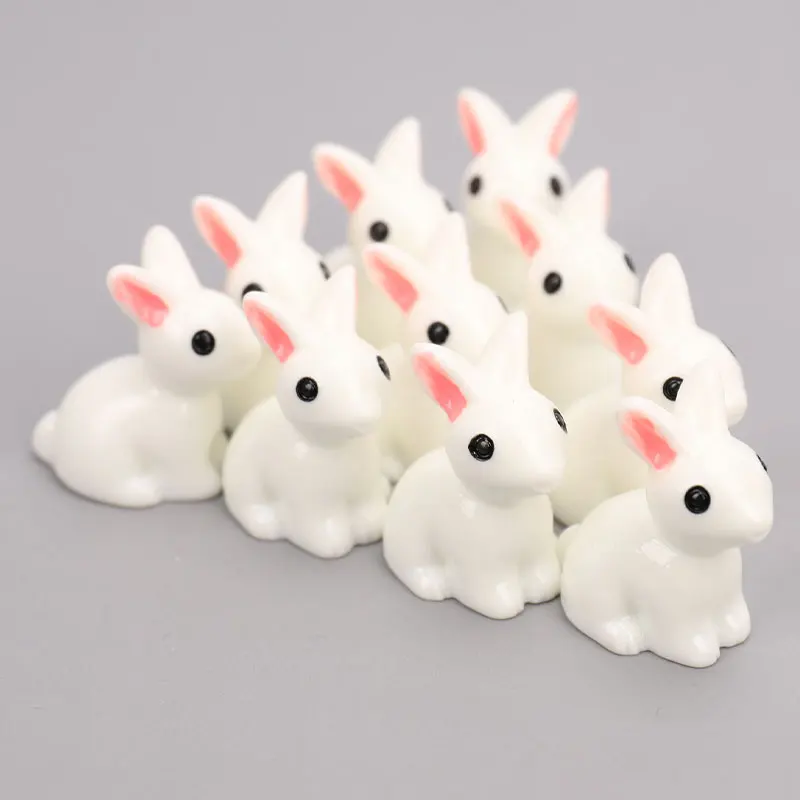 12pcs Mini Rabbit Easter Decoration Miniature Hare Animal Figurine Resin Craft Bunny Garden Ornament DIY Accessories