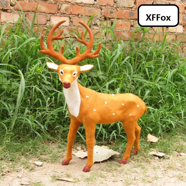 Large Size Simulation Deer Model 40x52cm Plush Sika Deer Home Decorations Gift Realistic Stuffed Deer XF2289
