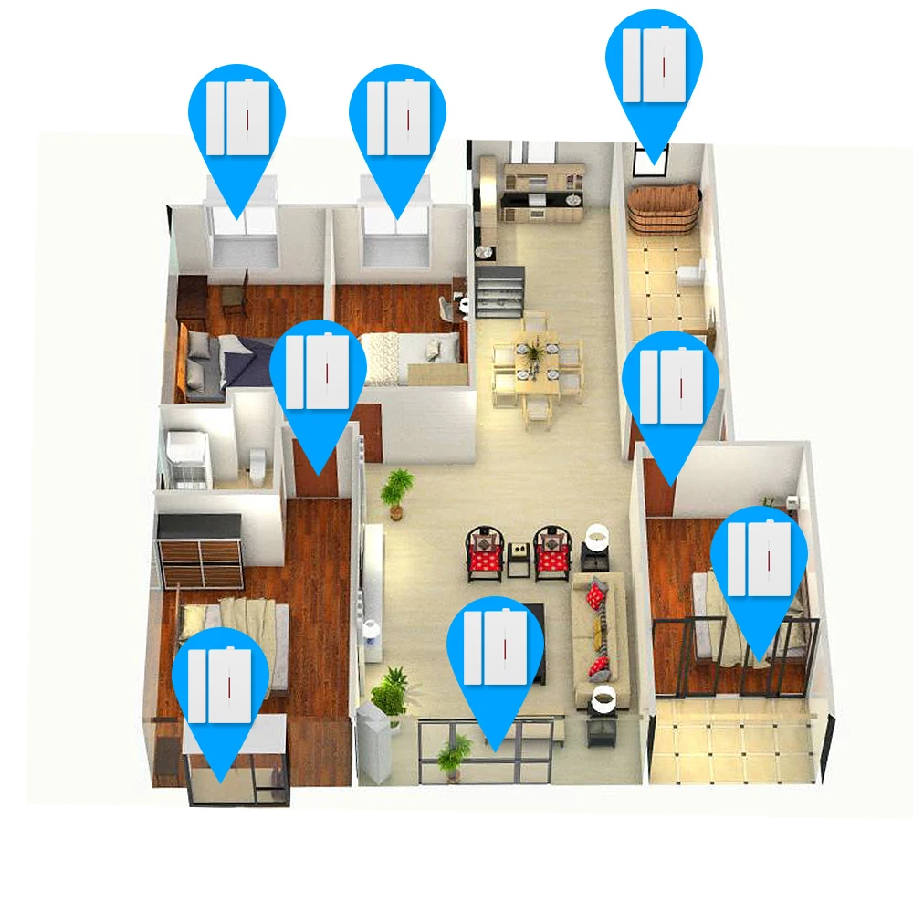 Factory Price 433mhz Wireless Door Window Magnet Sensor Detector For Home Wireless Alarm System , Works With Sonoff RF Bridge