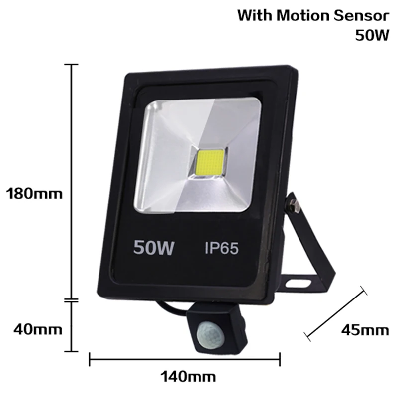 220V Led Floodlight 10W 30W 50W Reflector Flood Light Waterproof Ip65 Garden Spotlight Pir Motion Sensor Wall Outdoor Lighting image 3