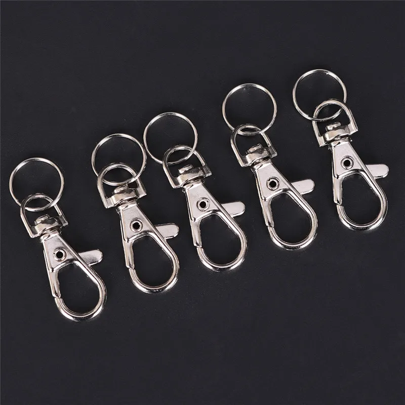 100PCS Metal Carabiner Clip Swivel Trigger Dog Buckles Sewing Acc KeyRing KeyHooks Retaining Ring DIY Craft Lobster Clasps