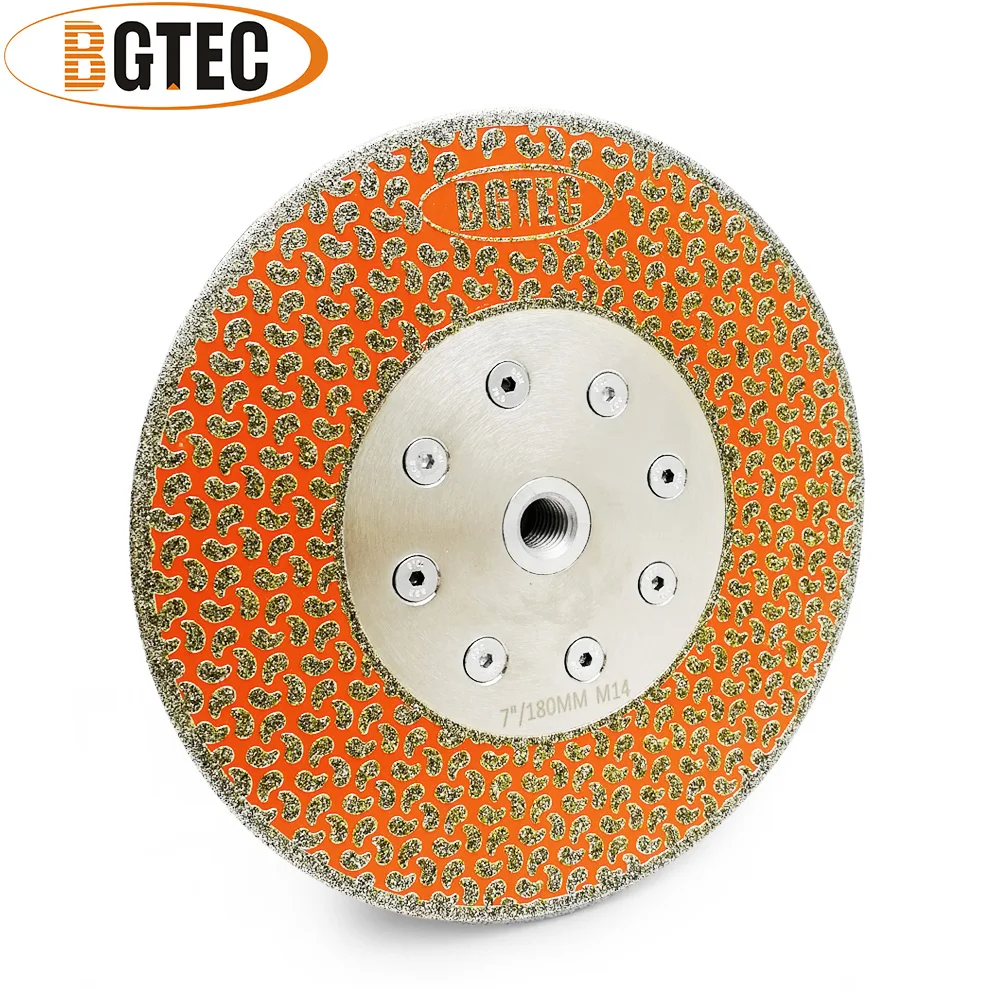 BGTEC-7 인치 전기 도금 싱글 사이드 코팅 180mm M14 플랜지 화강암 대리석 다이아몬드 톱날, 다이아몬드 커팅 & 그라인딩 디스크