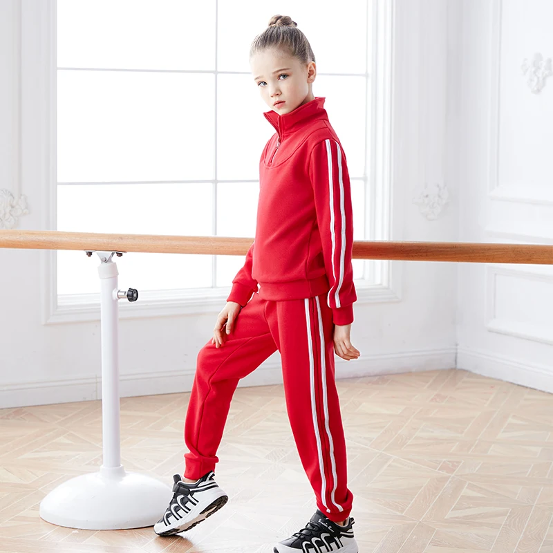 Girls Sports Tracksuit Strips Casual Jogging Suit Kids Boys Zipper Thermal Sport Outfits Suit Clothing