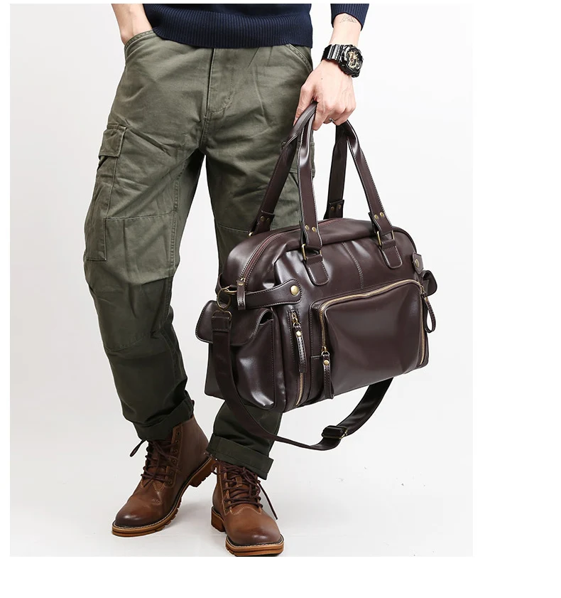 Men Travel Bags High Quality PU Leather Handbags Casual Vintage Shoulder Bag Laptop Bags Black Brown Luggage Hand Bag