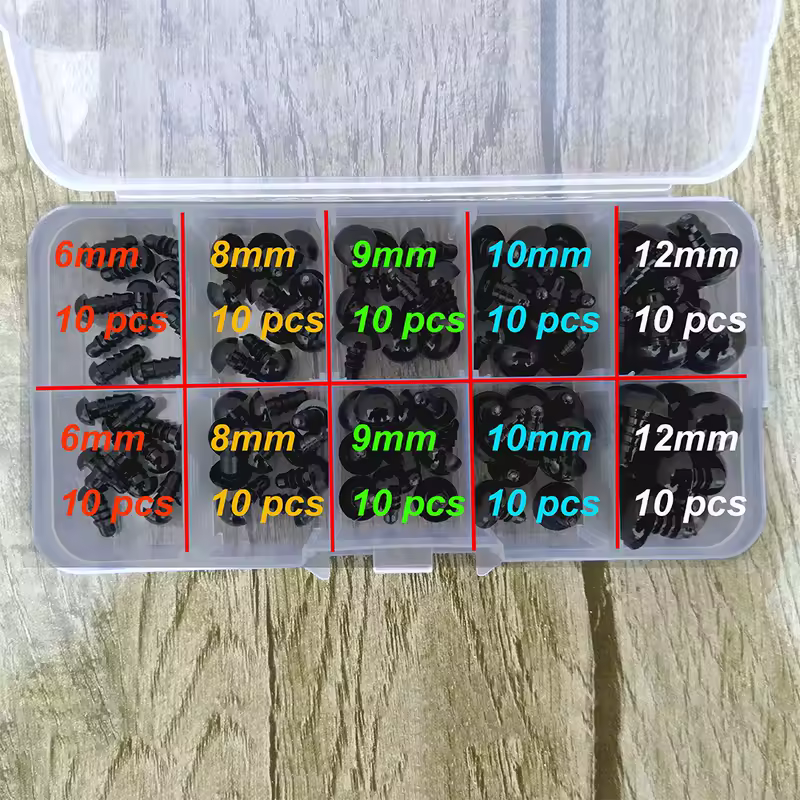 100pcs 8/10/12/14mm Plastic Safety Eyes For Toys Diy Mix Size Crochet Animal Eye For Doll toys amigurumi Accessories - Image 6