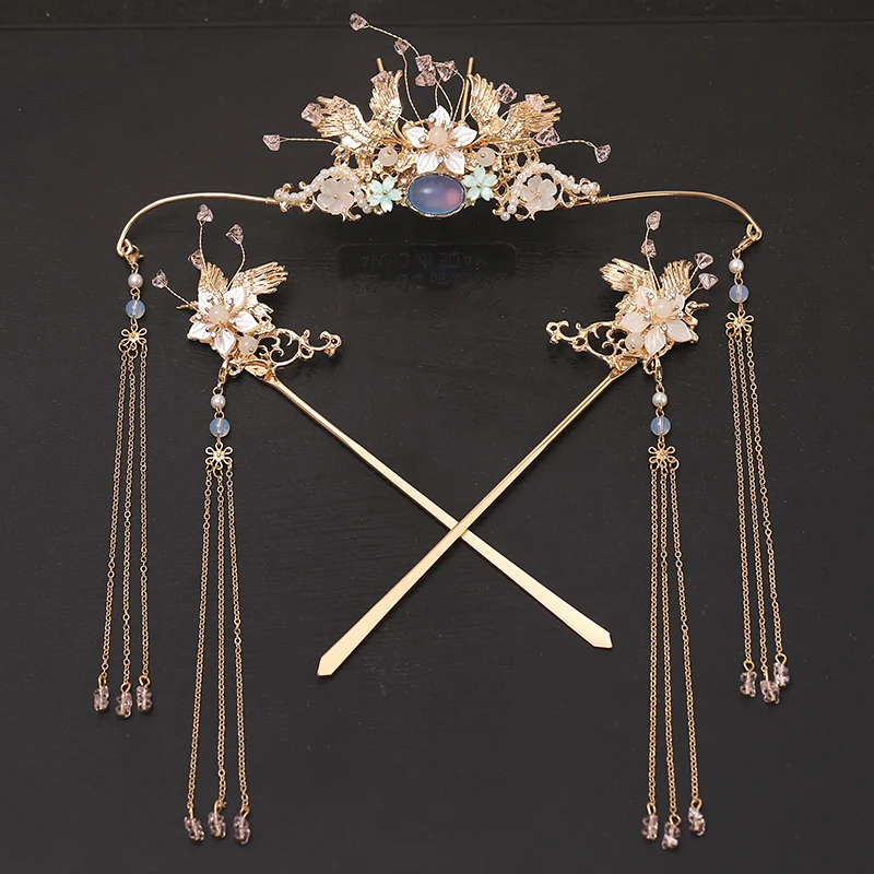 Han Costume Hairpin Headdress Accessories Tuinga Hairpin Tuinga Jewelry Female Long Fringe Hairpin Antique Hair Accessories