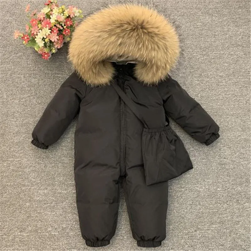 Newborn Baby Winter Down Rompers Overalls Plus Velvet Kids Thicken Warm Outerwear Coat For Toddler Boys Girls 0-5 Y Snowsuit