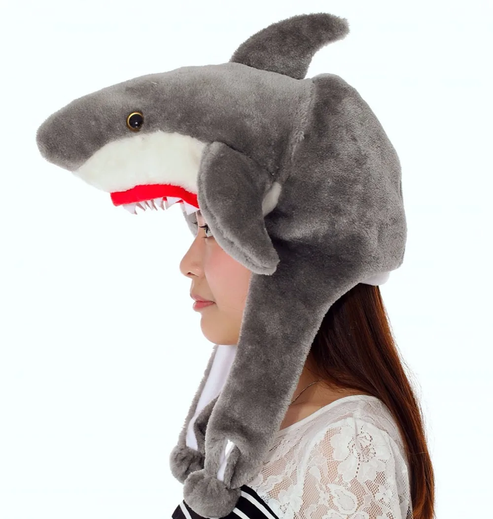 JOYHY Grey Shark Pattern Cute Plush Earflap Animal Hats for Kids Boys Girls Children Halloween Christmas Winter Warm Beanie Caps