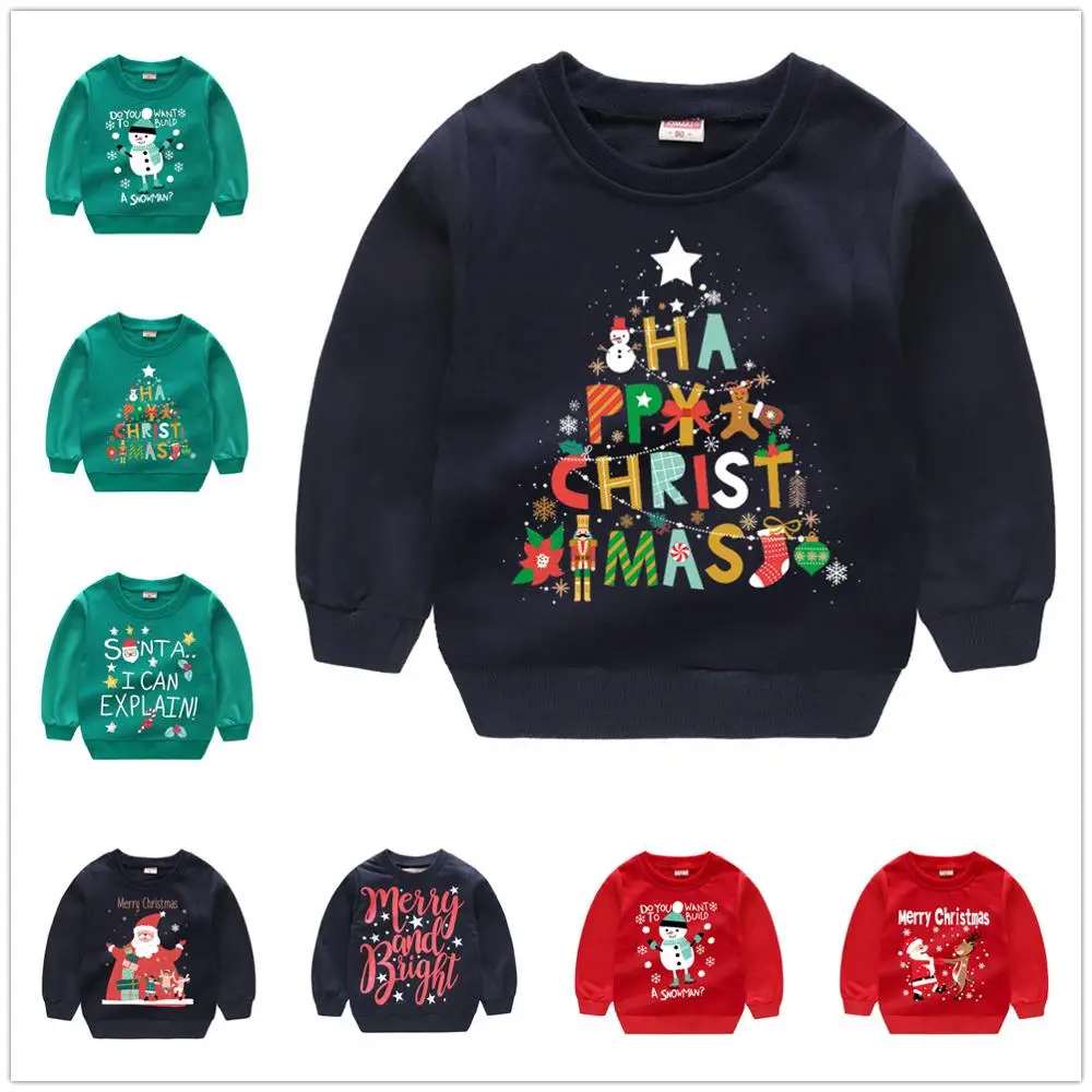 

Happy Christmas Baby Boy Costumes Clothes Girls Sweater Tree Pullover X'mas Gift Tops Children Outfit Cotton Sweatshirts 1-6Year