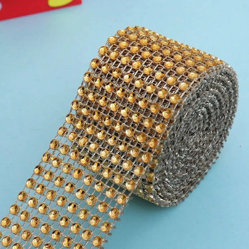 4CM*2M Diamond Mesh Wrap Ribbon Rhinestone Mesh Roll Tape Tulle Crystal Useful DIY Event Decoration