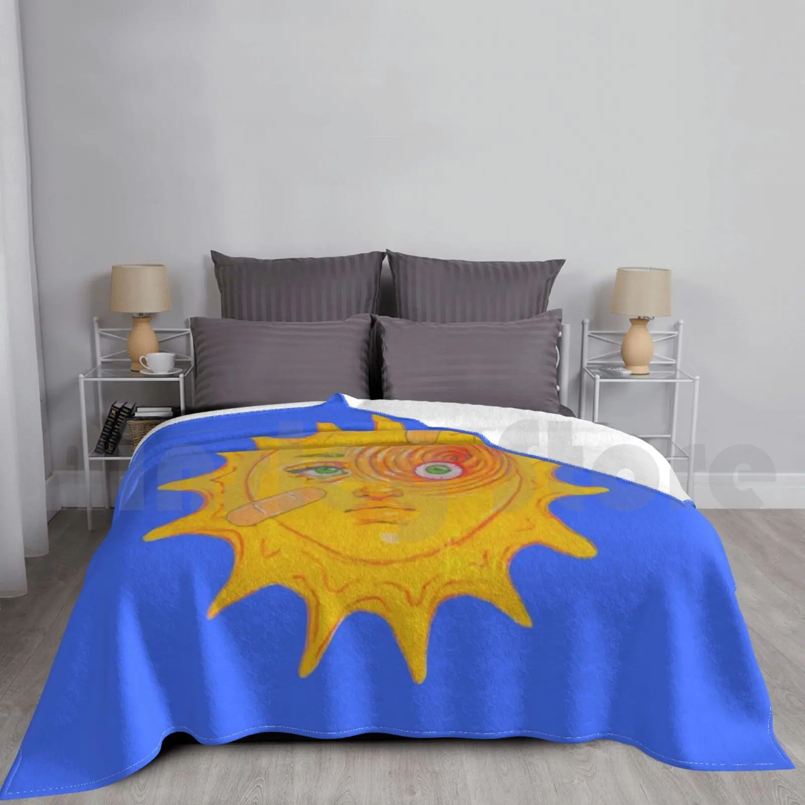 Inspired Spiral Sun Blanket Fashion Custom Whimsical Creepy Cute Sun Pop Surrealism