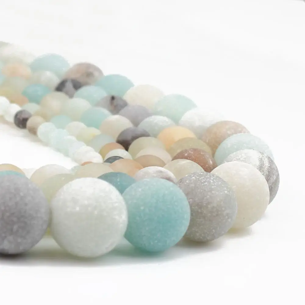 Natural Stone Matte Amazonite Round Beads for Jewelry Making 4/6/8/10/12mm Perles Loose Spacer Beads Diy Bracelet Necklace