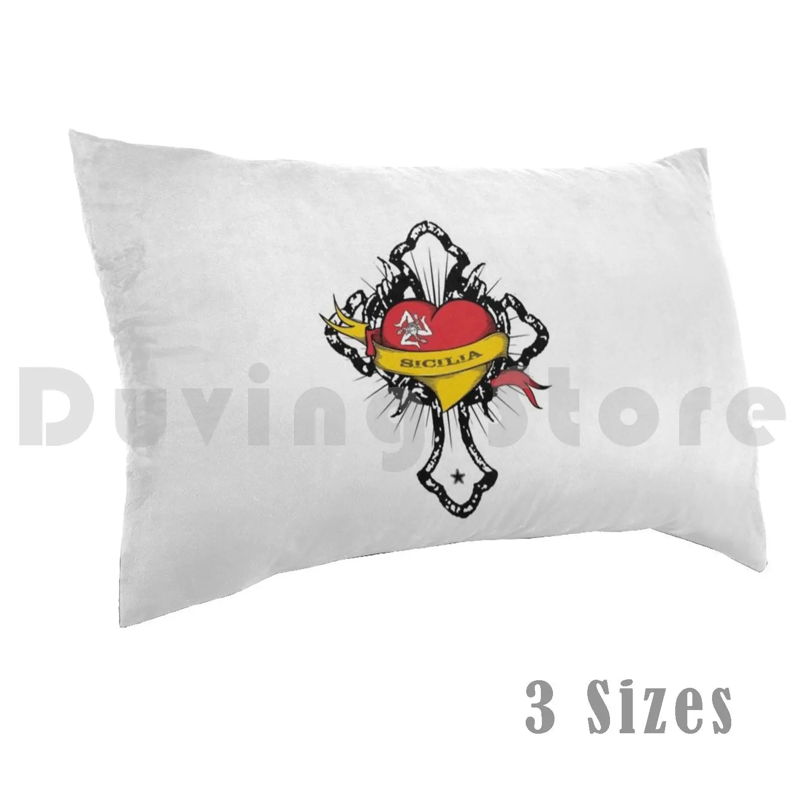 Sizily Island-Italy-Sicilia Pillow Case DIY 50*70 Gangwear Hometown Grafitti Heart Flag Coat Of Arms Cross