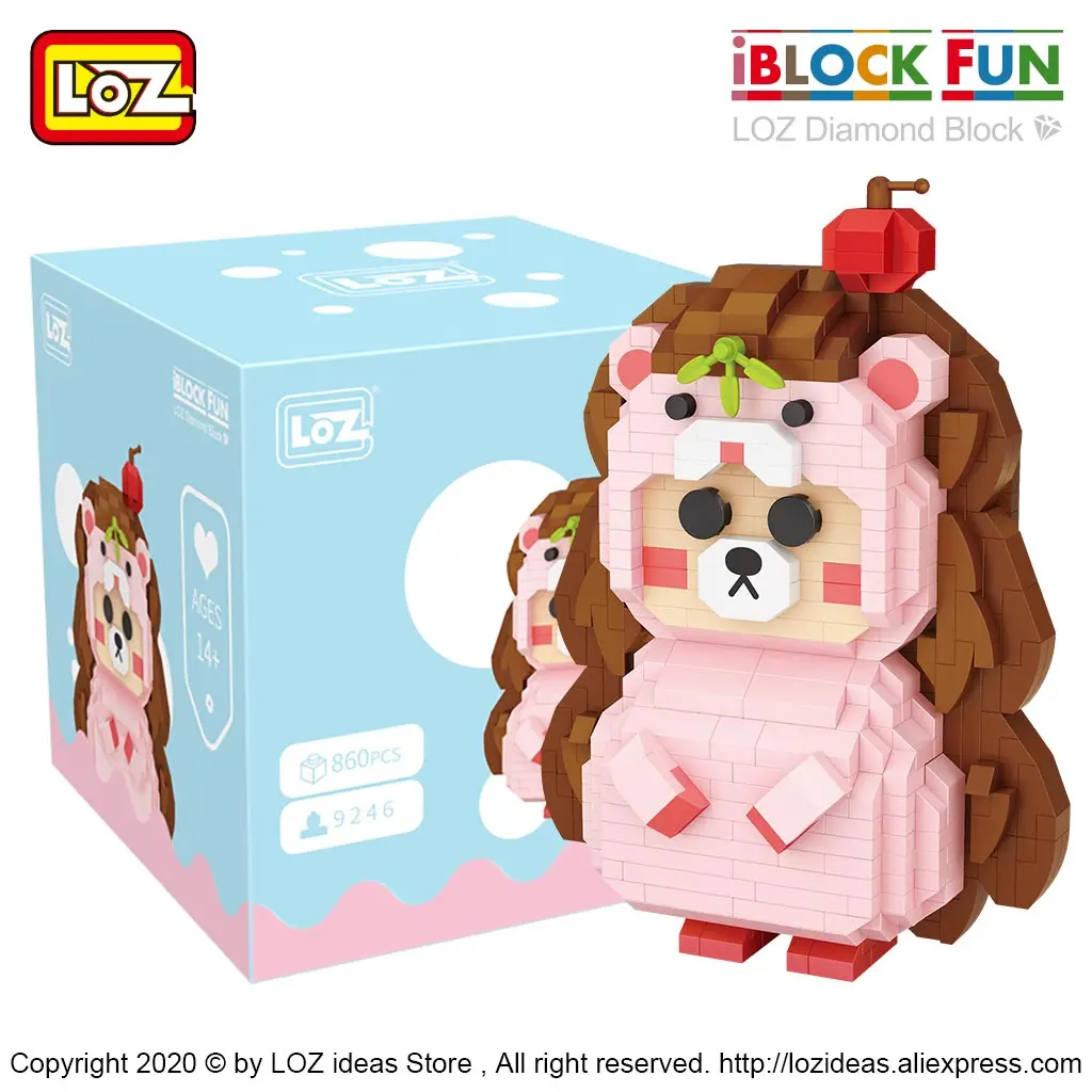 LOZ Diamond Blocks Small Particle Building Blocks Little Red Riding Hood Hedgehog Fishing Bear Assembled Toy Girl Gift DIY