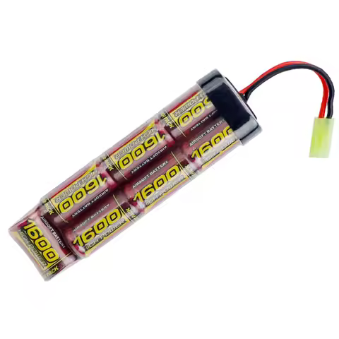 8.4V 7S 2/3A 1600mAh NiMH Flat Battery Pack with Mini Tamiya Connector for Airsoft Guns MP5, SCAR, M249, M240B, M60, RPK, PKM