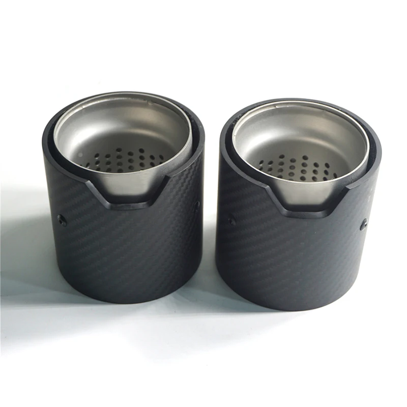 2pcs 73MM IN 93MM OUT Car Exhaust tip Matte Carbon Fiber For BMW M Performance exhaust pipe M2 F87 M3 F80 M4 F82 F83