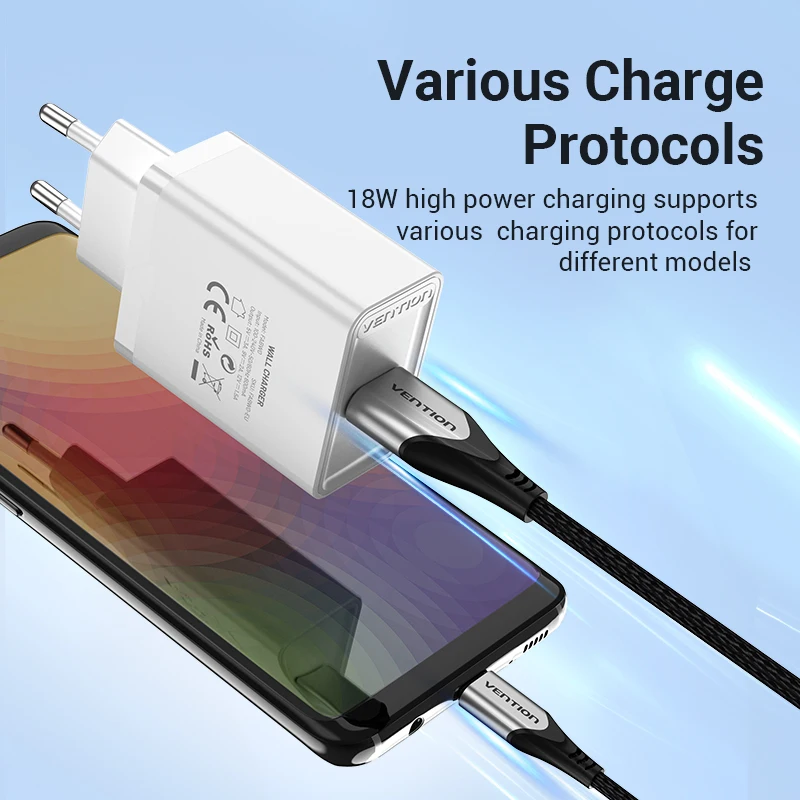 Vention USB Quick Charge 3.0 18W USB Charger QC3.0 Fast Wall Charger Mobile Phone Charger for Samsung s10 Huawei Xiaomi iPhone