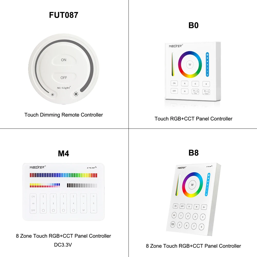 MiBoxer Milight 2.4G RF Wireless Remote RGB LED Controller Dimmer FUT006 FUT007 FUT088 FUT089 FUT087 FUT090 FUT092 FUT095 FUT096