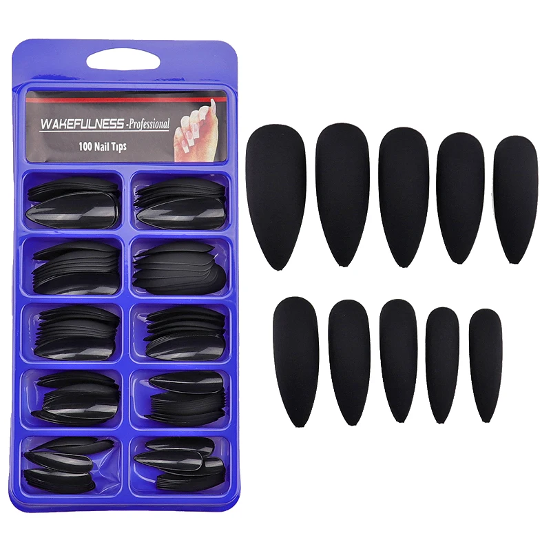 

Long Matte Nails Beauty Nails Cute Stiletto Nails Long Pointy 100pcs/Box Matte Black Stiletto Nails - Full Set Edgy Black N
