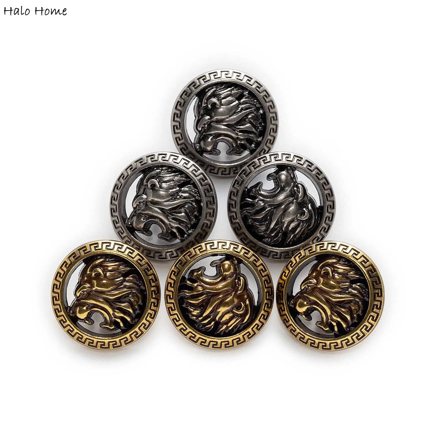 5pcs Retro Lion Metal Button Sewing Scrapbooking Clothing Coat Blouse Leather Bag Craft Handmade Decoration Accessories