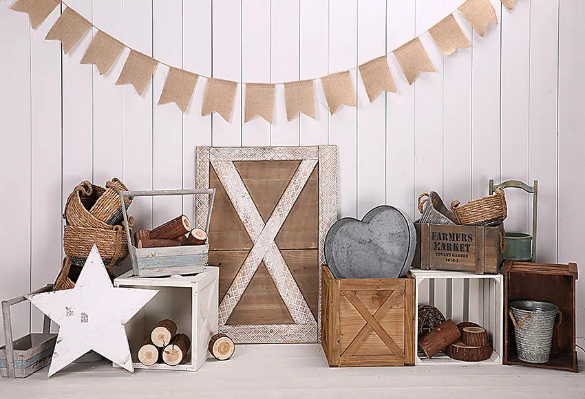 Photo Studio Newborn Cake Smash Portrait Background Photography Props Farmers Market Wood Tools Boy Birthday Backdrop Decoration