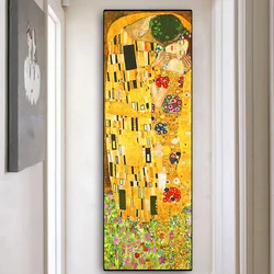 Artist Gustav Klimt kiss Abstract Collection Oil Painting on Canvas Posters and Prints Cuadros Wall Art Pictures For Living Room