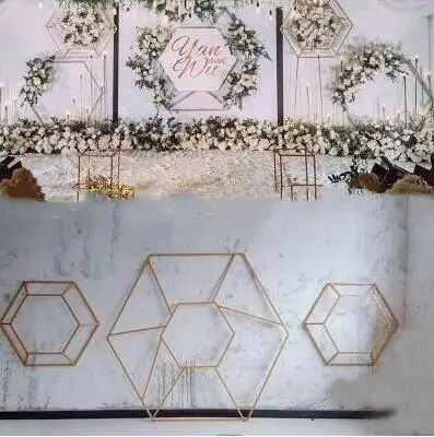 

New geometric hexagon iron ornaments for wedding ceremony