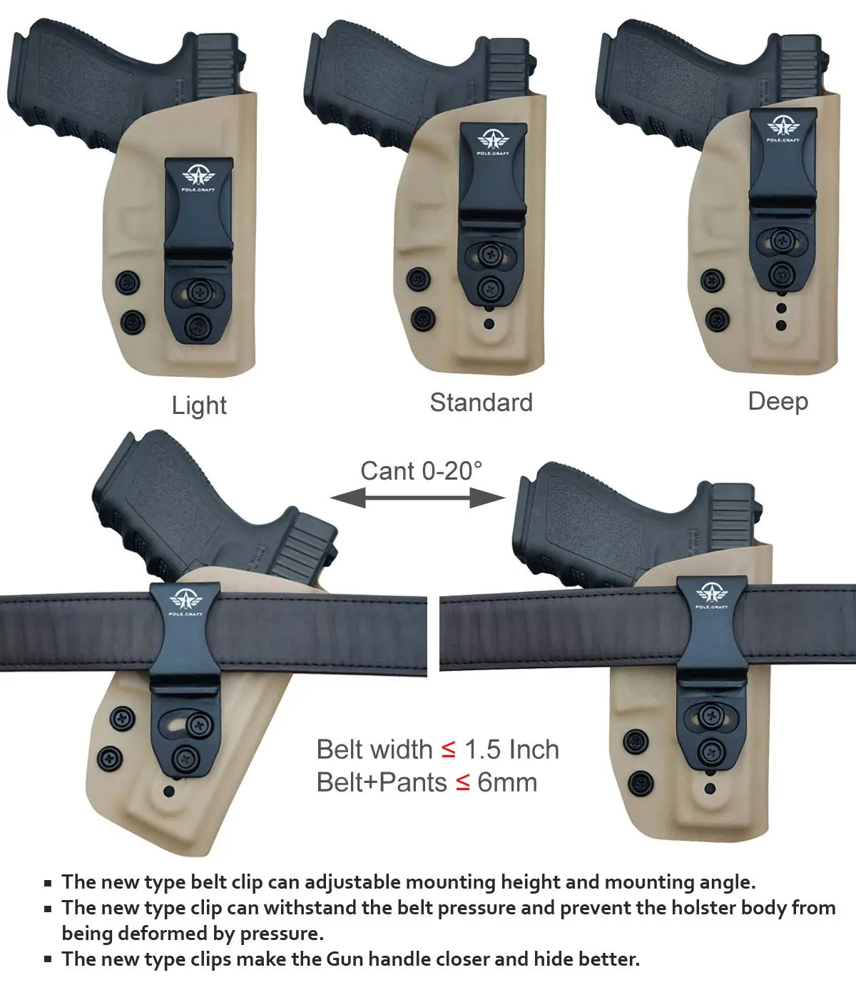 Imagem -06 - Coldre Iwb Kydex para Glock 19 19x Glock 23 Glock 25 Glock 32 Glock 45 Gen 15 cz P10 Capa de Pistola