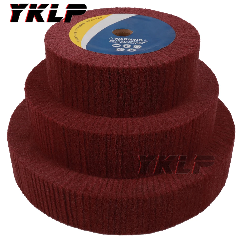 100mm/125mm/150mm/200mm Non-woven Scouring Pad Grinding Wheel Red Flap Mop Polishing Wheel Disc 20mm Bore thickness 25mm/50mm