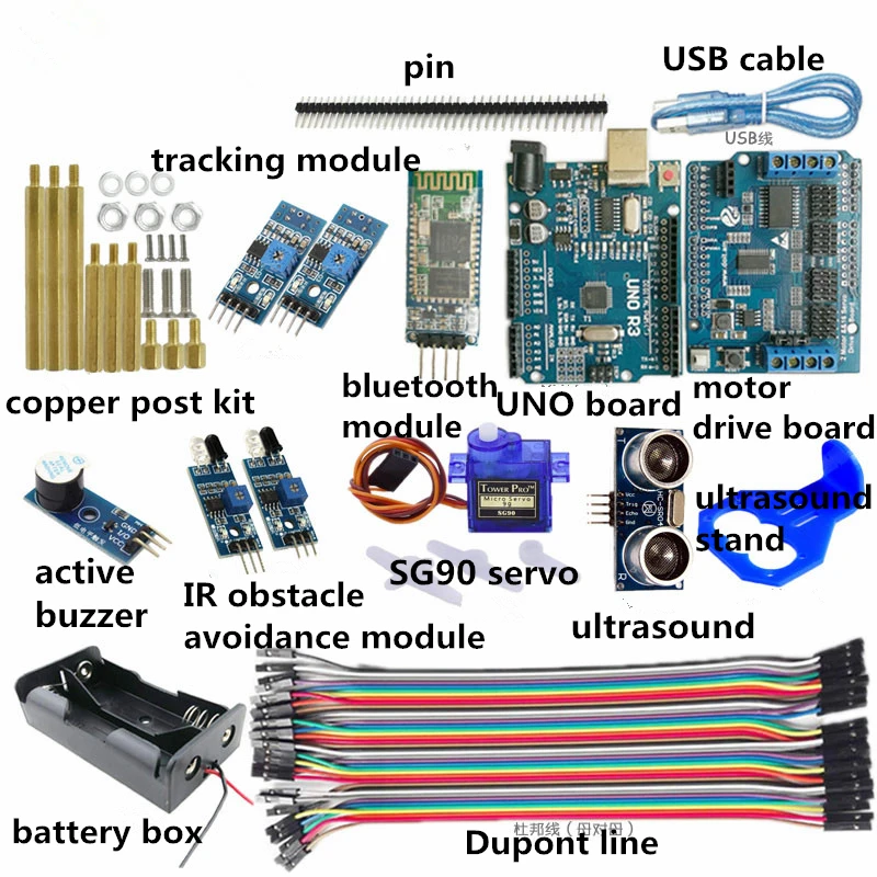 

Wireless Bluetooth Control Automatic 2-Way Tracking Moving Head Ultrasonic Infrared Obstacle Avoidance Kit DIY For Arduino