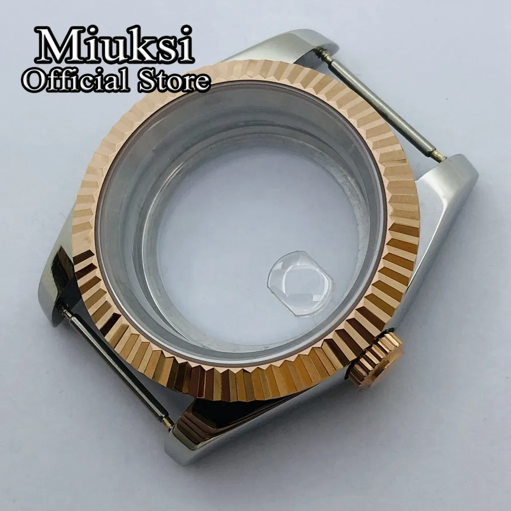 Miuksi 36mm/40mm silver rose gold watch case sapphire glass fit NH35 NH36 ETA2824 2836 Miyota 8205 8215 DG2813 3804 movement