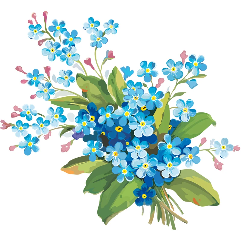 Three Ratels QC105  flowers wall sticker  blue bouquet wall stickers for bathroom livingroom decoration