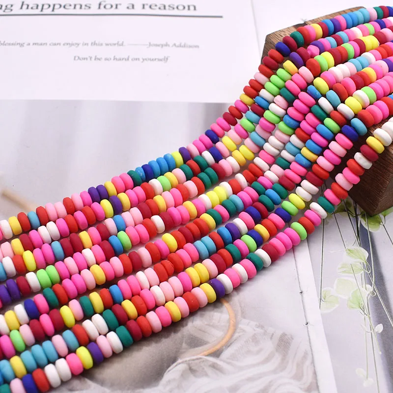 7mm 105pcs Polymer Clay Spacer Loose Beads Colour Handmade Ellipse Clay Beads For Jewelry Making DIY Necklace Bracelet