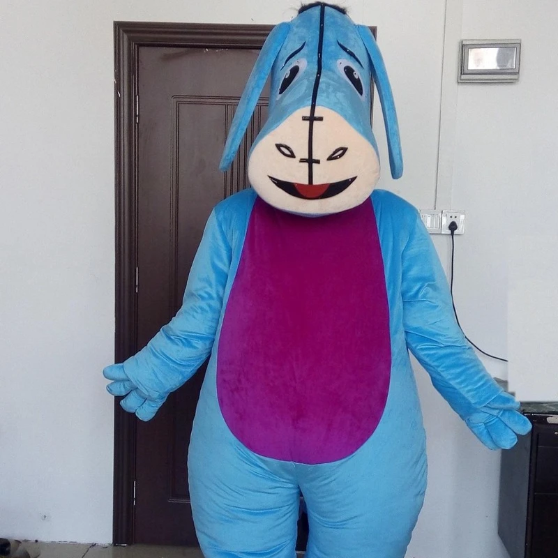 Spot Hot Selling Cute Adult Wearing Blue Donkey Mascot Costume Halloween Easter Advertising Costume