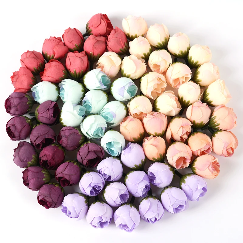 10pcs 3CM New Artificial Flower Silk Rose Head For Wedding party Home Decoration DIY Garland Scrapbook Gift BoxCraft Fake Flower