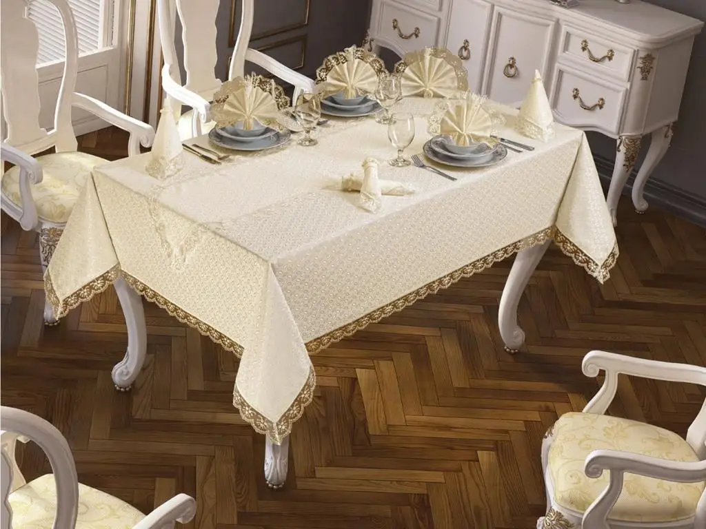 Kdk Carefree Table Cover Set 18 Piece Bow Cappucino