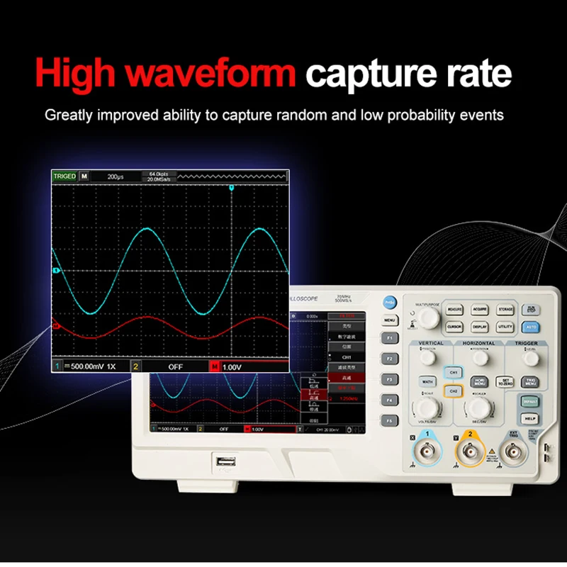 UNI-T Storage Oscilloscope Digital UTD2072CL 70MHz USB Oscilloscope 2 Channels 500MS/s Osciloscopio