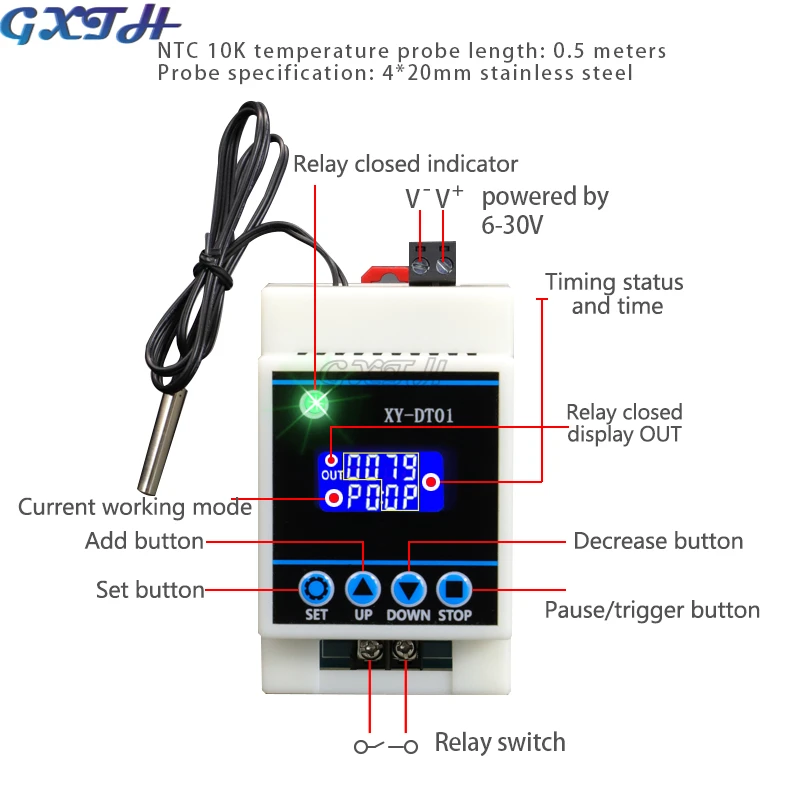 Schiene typ Digital Thermostat High-präzision Digital Display Temperatur Controller Modul Kühlung Und Heizung 30A Relais