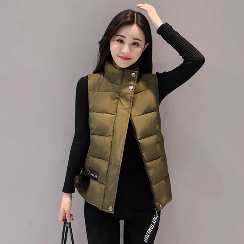 

Autumn Winter Vest Waistcoat Women 2020 New Fashion Sleeveless Down Cotton Jacket Parka Thick Warm Padded Vests Student outfit