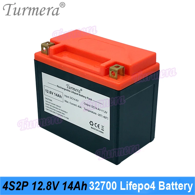 

12.8V 14Ah 32700 Lifepo4 Battery High Rate 4S 40A Balance BMS for 12V Motorcycle and UPS Replace Lead Acid Batteries Use Turmera