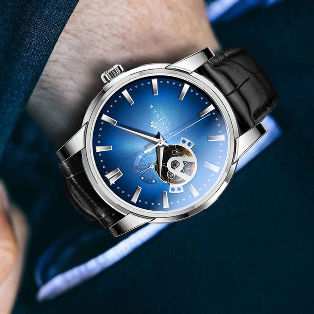 Мужские автоматические часы, мужские наручные часы PONIGER, мужские механические часы с автоматическим заводом, водонепроницаемые часы, люксовый бренд, полый циферблат, reloj