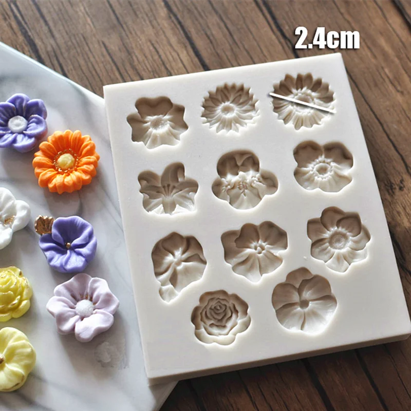 Cartoon Flower Silicone Fondant Cake Mold Cupcake Jelly Candy Chocolate Decoration For Baking Tool Moulds Resin Kitchenware