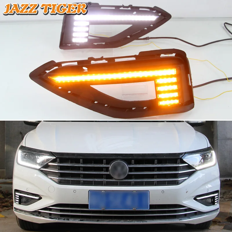 

LED Daytime Running Lights For Volkswagen Jetta Sagitar 2019 2020 VW Drl Turn Signals Auto Led Accessory Headlights