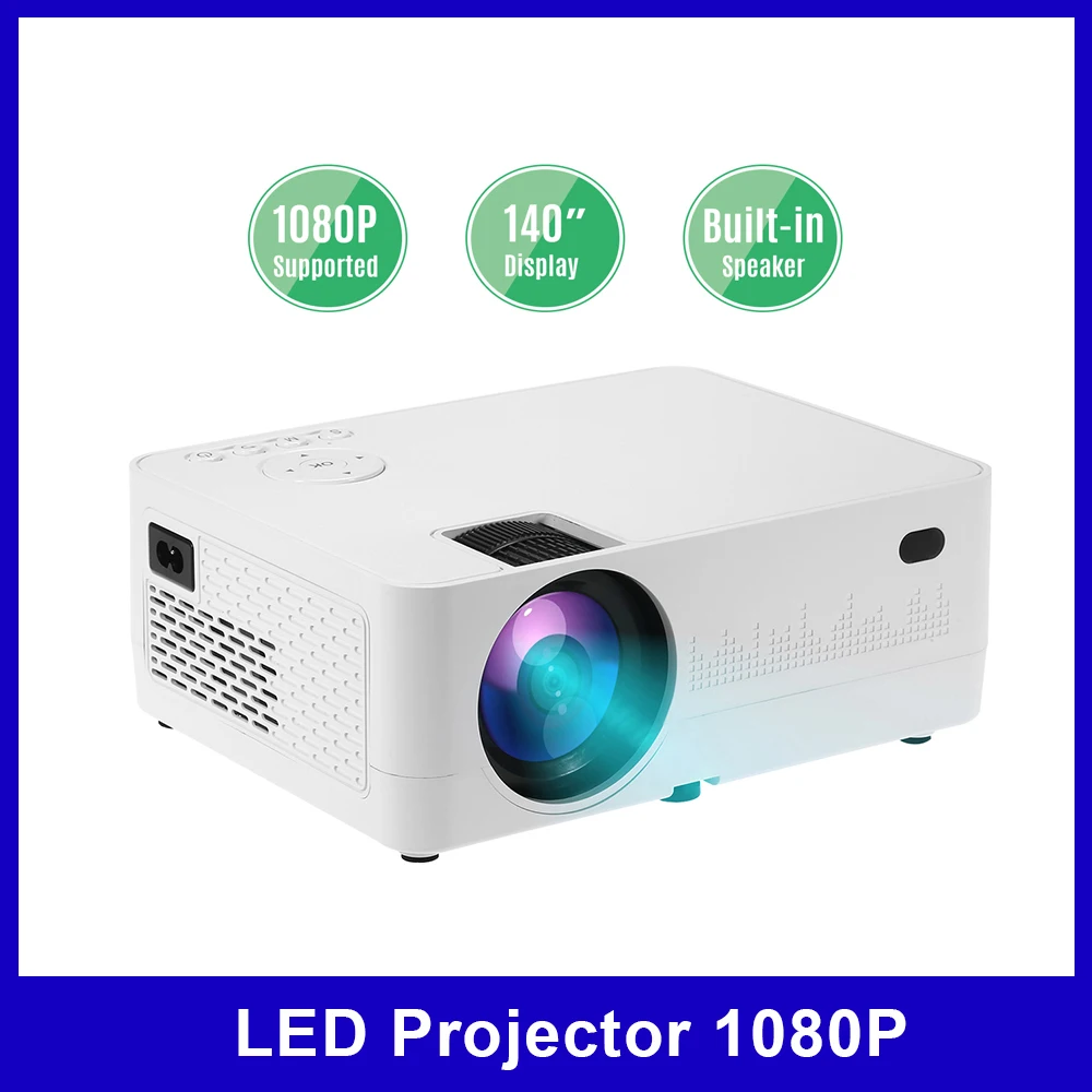 

1080P Supported 6500 Lux Home Video Movie Projector Portable Home Theater LED Projector 140 Inch Display Built-in Speaker