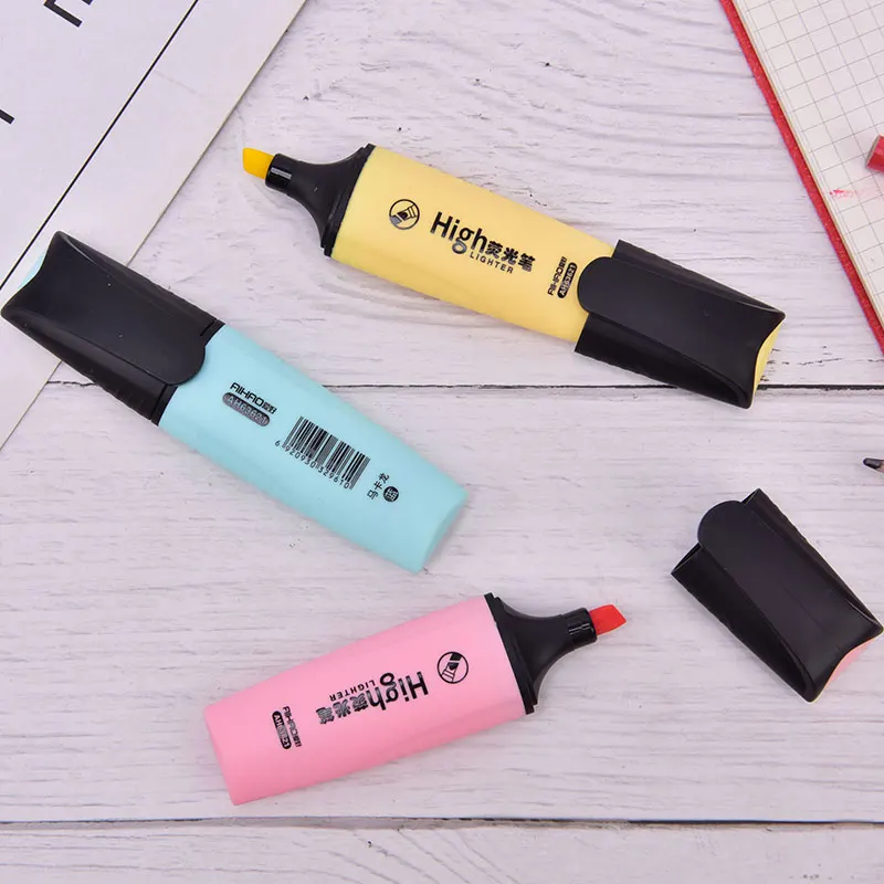 6 المعكرون الألوان البسيطة الملونة الحلوى اللون فسفورية الترويجية الفن الباستيل علامات قلم مضيء التركيز أقلام خطاط (ماركر)