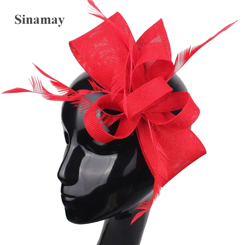 Frauen Gold Feder Blumen Hut Haar Clip Fascinator Schöne Kopfbedeckungen Stirnband Für Cocktail Party Hochzeit Kirche Haar Zubehör – Detail 5