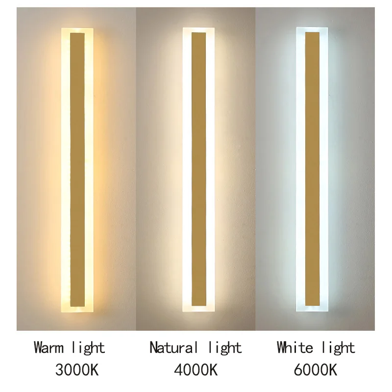 Outdoor Wall Lamp IP65 Golden Long Villa Courtyard Garden Exterior Wall LED Lighting Entrance Lamp Simple and Modern minimalist