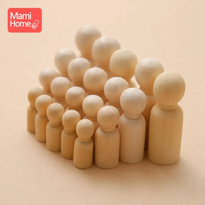 8pc 35mm-65mm Wooden Doll DIY Handmade Wood Peg Doll DIY Wooden Blank Unfinished For Kid Mini Doll Baby Products Gifts Toy