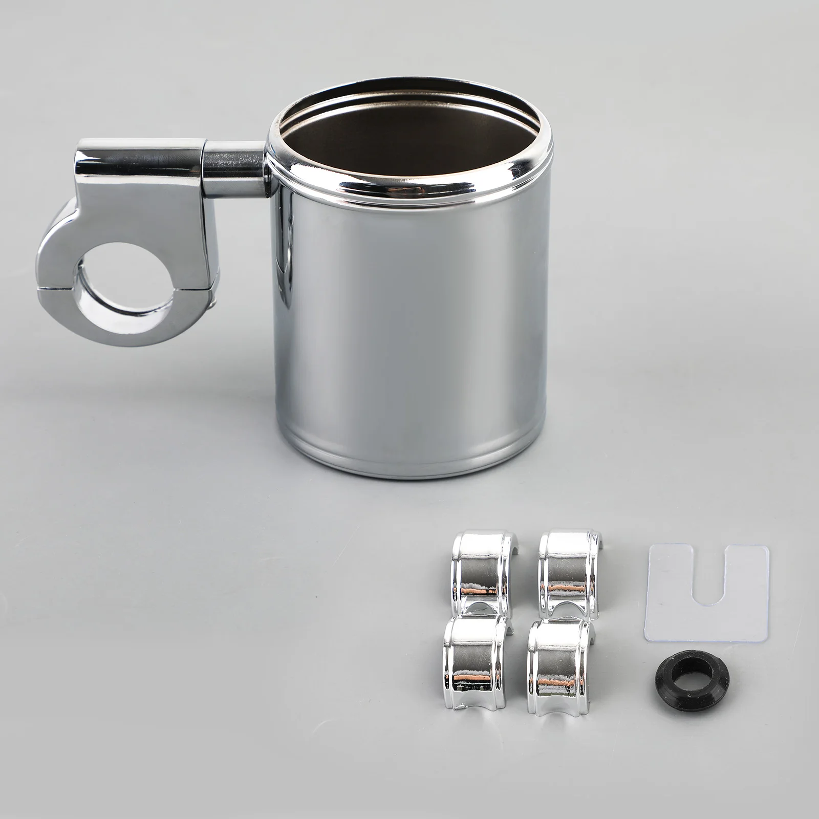 

Artudatech Cup/Drink Holder Chrome Handlebar Mount For 7/8" To 1-1/4" Bars Motorcycle Cafe Racer Accessories